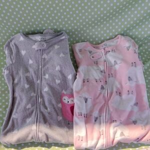 Carter's Sleep Sacks - Gray with Hearts and Pink with Sheep